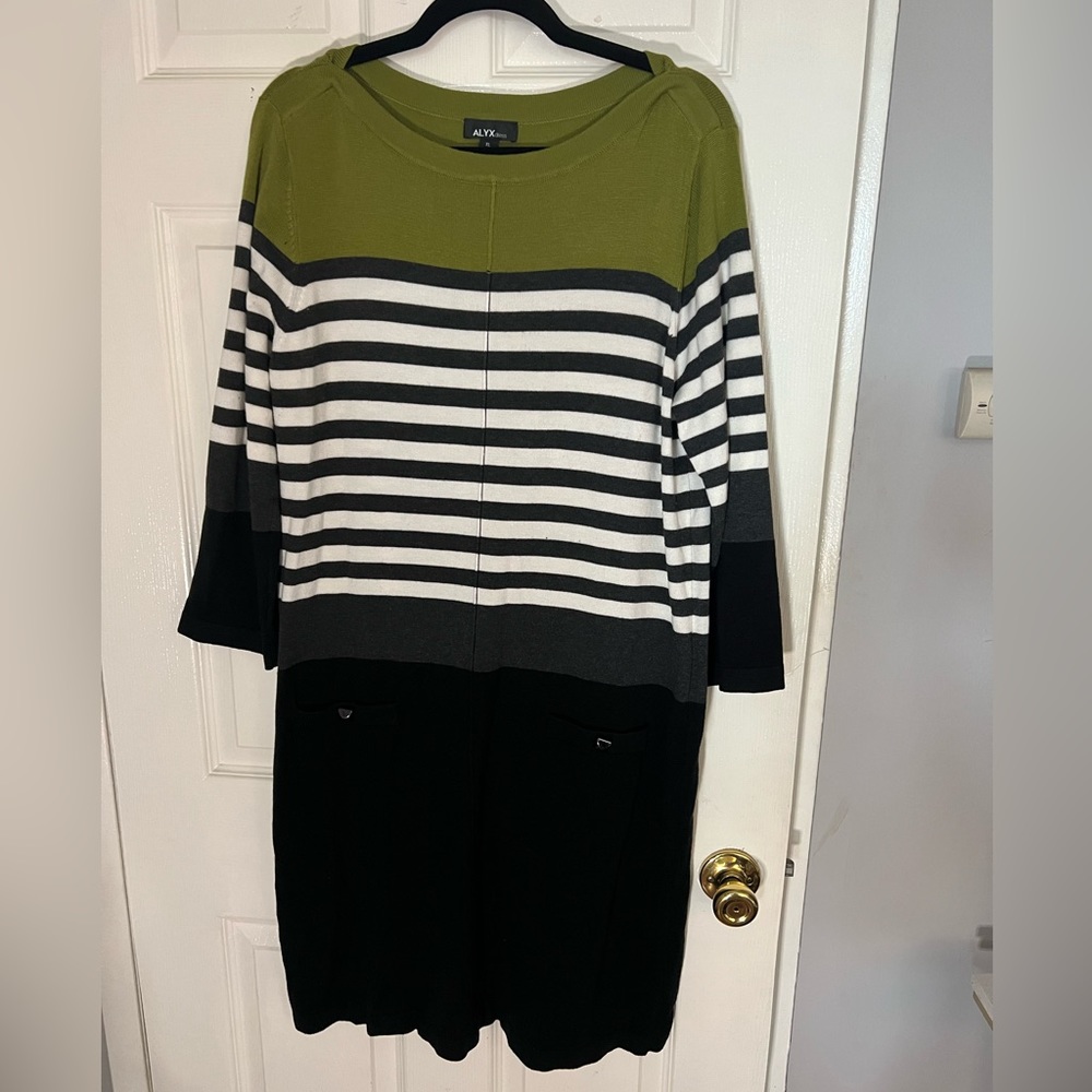 Striped Sweater Dress with Cute Pockets